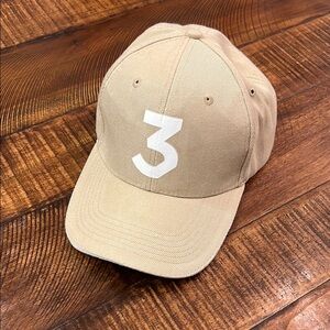 Tan Baseball Cap with White Number 3